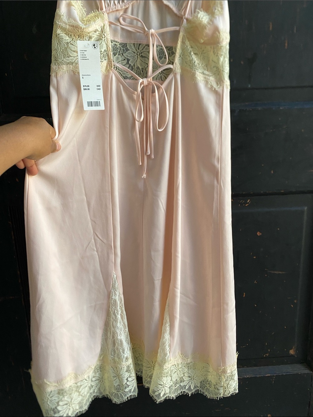 Urban Outfitters Pale Pink Dress with Pale Yellow Lace Trim - Picture 6 of 12